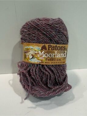 Patons Moorland 100% Pure Wool Yarn Tweed D.K. Purple Spun In Scotland 50 Grams